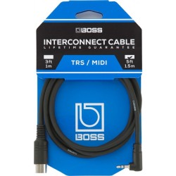 BMIDI-5-35 Cable de instrumento Boss Serie Black con conector plug angulo recto 3.5mm a conector MIDI por BOSS