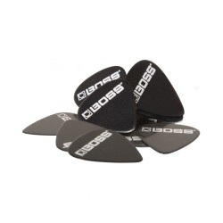 BPK-12-BM Plumillas (picks) para guitarra Boss de celuloide americano paquete con 12 pzs. acabado negro grosor mediano por BOSS