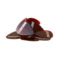 BPK-12-SH Plumillas (picks) para guitarra Boss de celuloide americano delgado paquete con 12 pzs. acabado shell (rojizo) grosor 