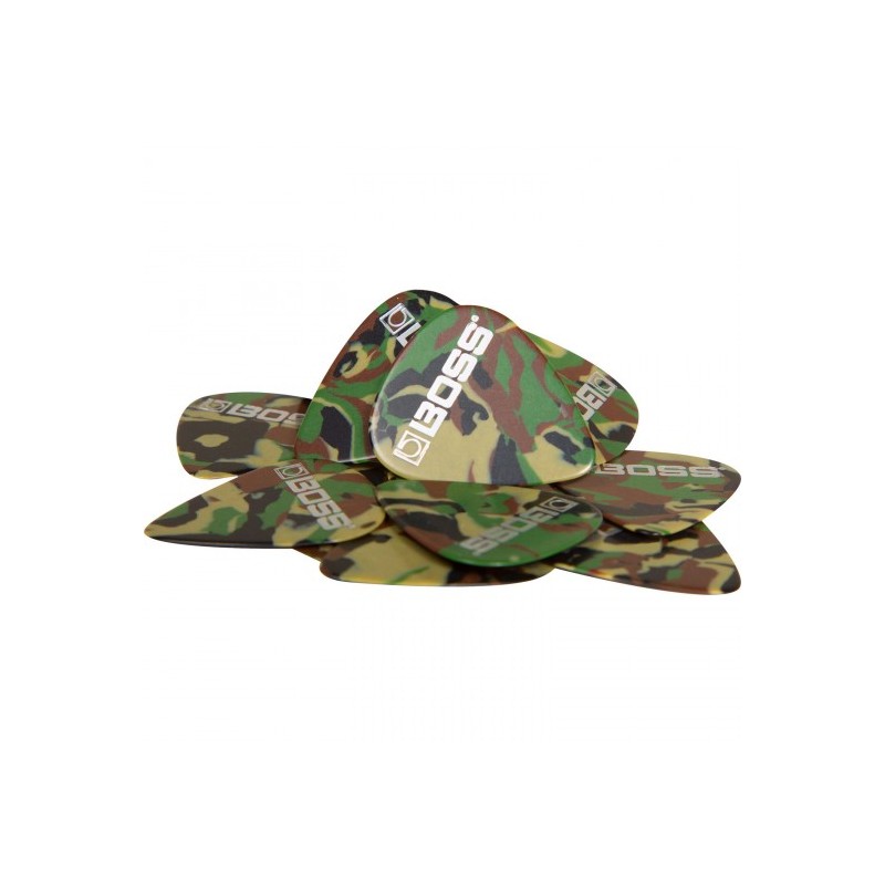BPK-72-CH Plumillas (picks) para guitarra Boss de celuloide  paquete con 72 pzs. acabado camuflaje grosor grande por BOSS