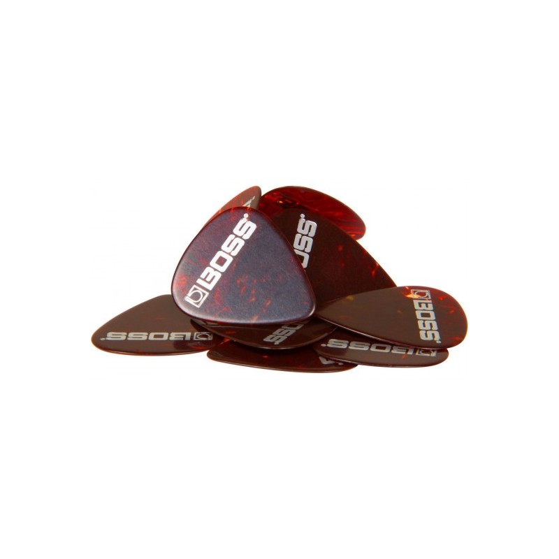 BPK-72-SH Plumillas (picks) para guitarra Boss de celuloide americano delgado paquete con 72 pzs. acabado shell (rojizo) grosor 