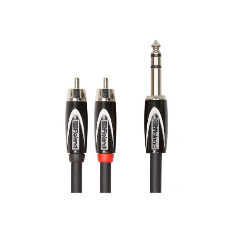 RCC-10-TR2R Cable Roland serie Black (cable inserción) conector TRS plug  6.3mm - 2 conectores RCA 3 mts. por ROLAND