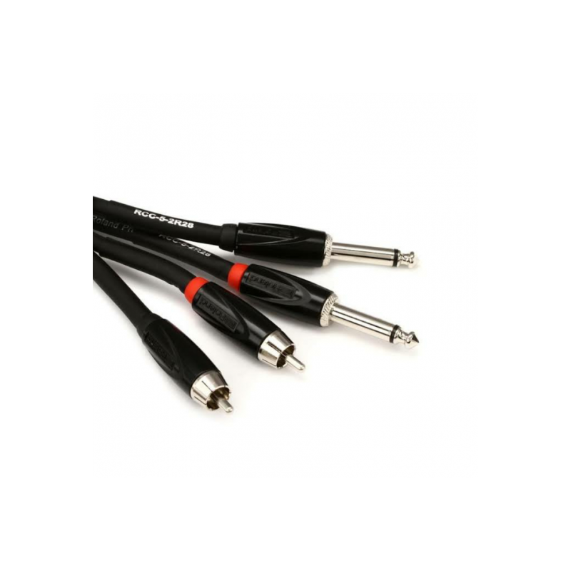 RCC-5-2R28 Cable Roland serie Black (cable doble) 2 coneectores TR plug 6.3mm - 2 conectores RCA 1.5 mts. por ROLAND