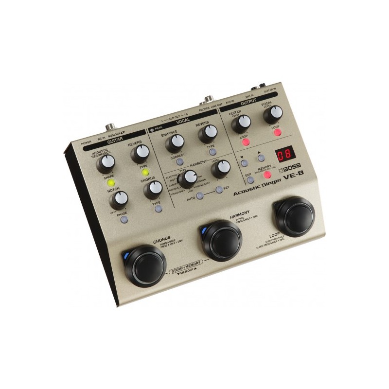 VE-8 Procesador de efecto para voz y guitarra Acoustic Singer por BOSS