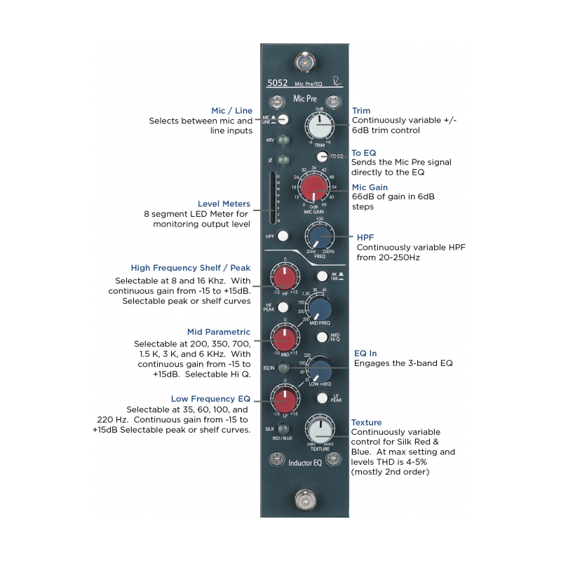 5052 Shelford Preamplificador de Micrófono / Ecualizador de Inductor (vertical) por Rupert Neve Designs